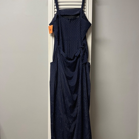 Navy Blue Vintage Wrap Dress - Picture 6 of 9